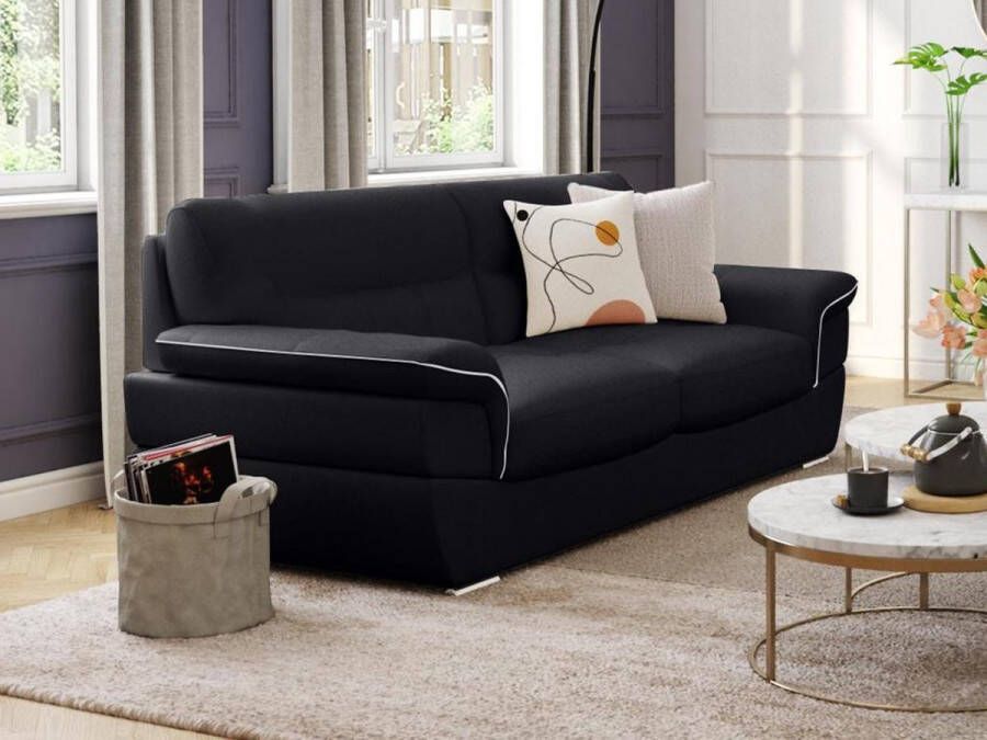 Vente-unique LINEA SOFA Driezitsbank van leer THIBAULT zwart L 210 cm x H 87 cm x D 93 cm - Foto 2