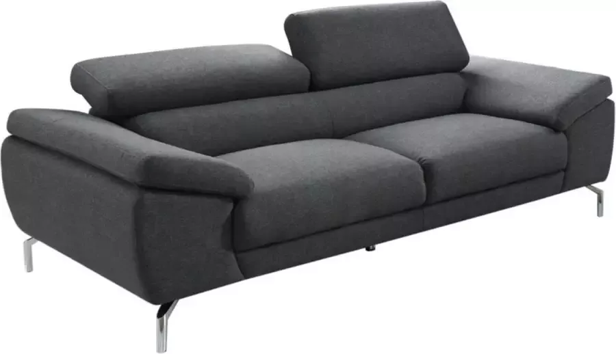 Vente-unique Driezitsbank van stof GRETEL grijs L 216 cm x H 73 cm x D 109 cm - Foto 3