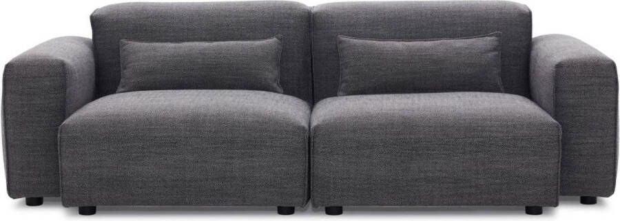 Vente-unique Driezitsbank van stof Grijs MAGALI L 222 cm x H 70 cm x D 112 cm