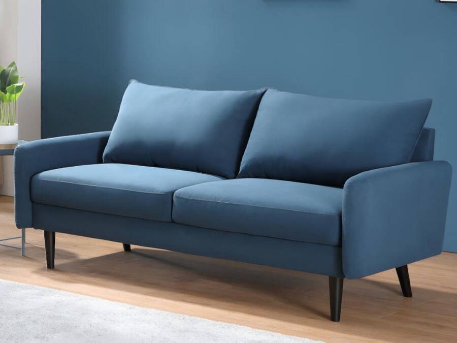 Vente-unique Driezitsbank van stof HALIA Blauw L 175 cm x H 83 cm x D 81 cm