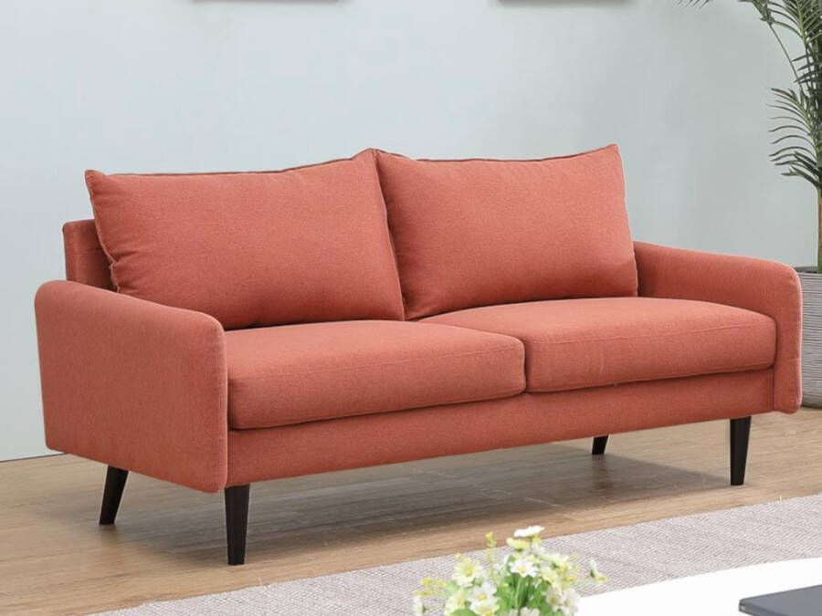 Vente-unique Driezitsbank van stof HALIA Terracotta L 175 cm x H 83 cm x D 81 cm