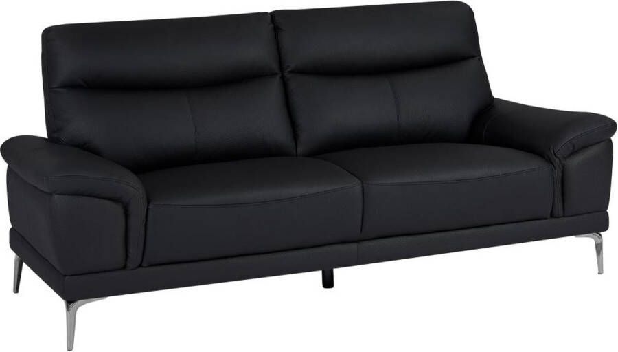 LINEA SOFA Driezitsbank van zwart leer ATESSO L 207 cm x H 92 cm x D 93 cm