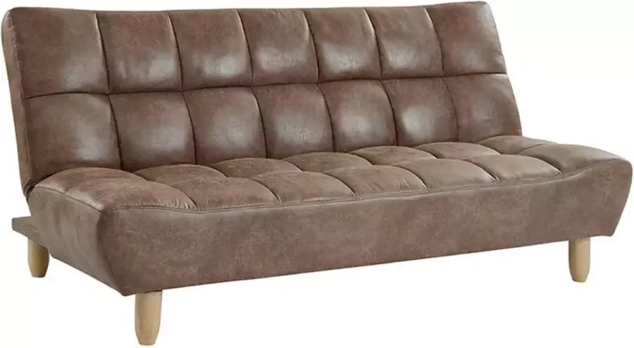 Vente-unique Driezitsbedbank Klik-Klak van gerijpte microvezel vintage chocolade L 182 cm x H 87 cm x D 97 cm