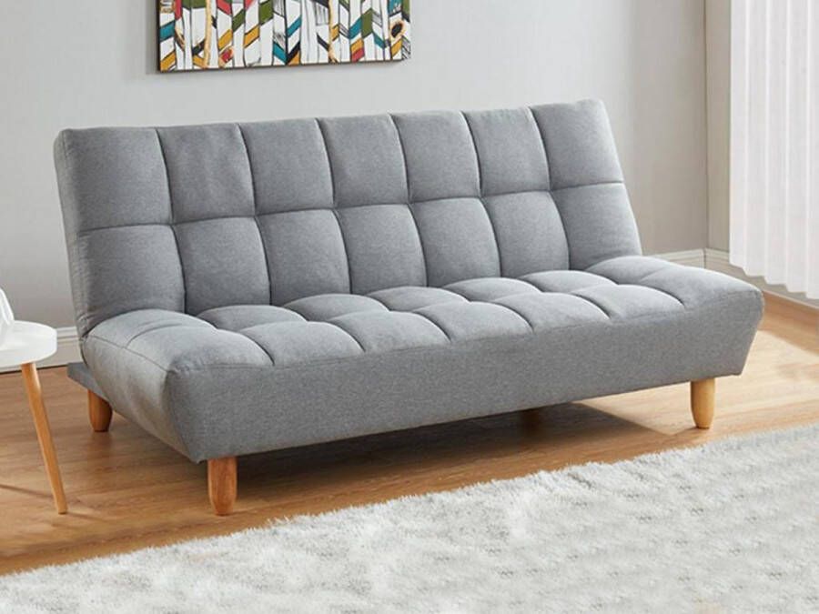 Vente-unique Driezitsbedbank Klik-Klak van stof ESTEBAN grijs L 182 cm x H 87 cm x D 97 cm