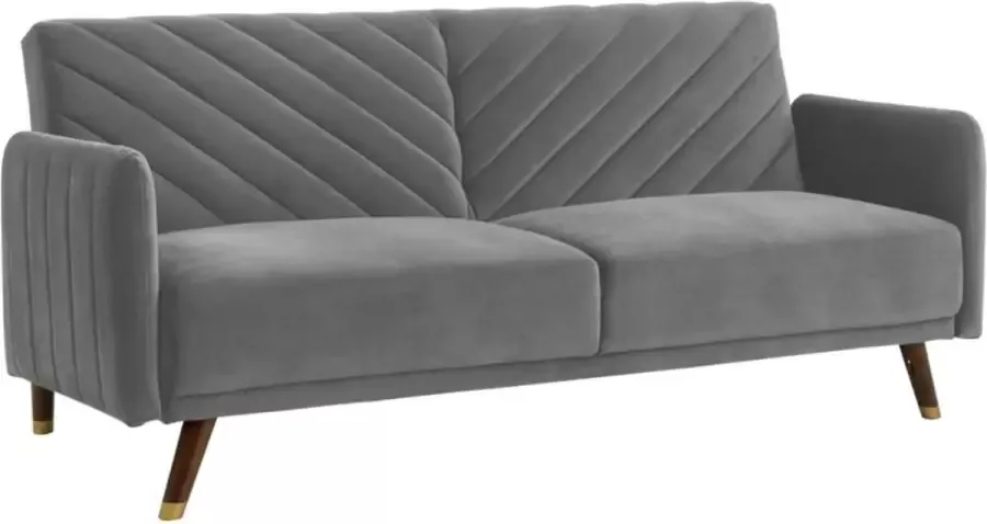 Vente-unique Driezitsbedbank van fluweel JORIS Lichtgrijs L 198 cm x H 87 cm x D 95 cm - Foto 2