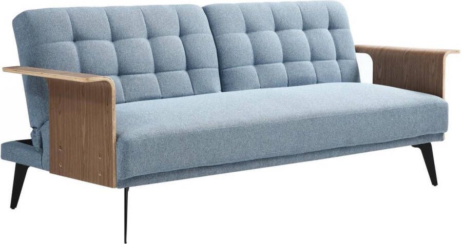 3-zits bank met blauwe stoffen bekleding omvormbaar tot een klik-klak bed NINANDRO L 202 cm x H 83 cm x D 84 cm