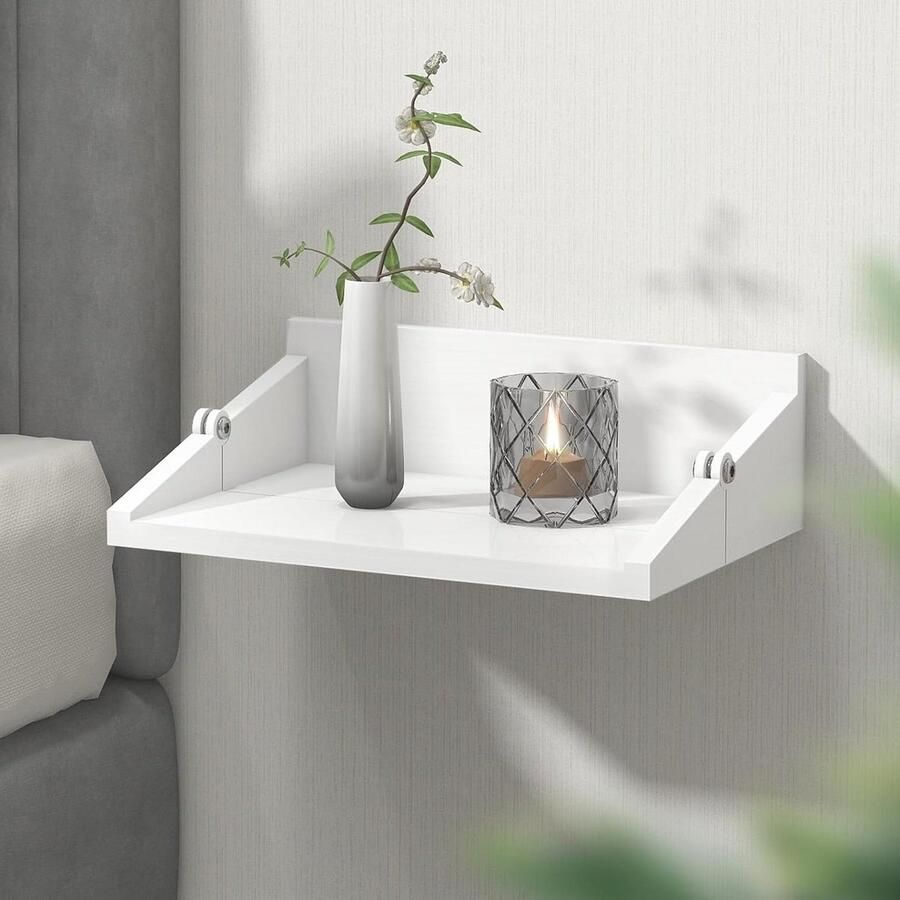 Drijvend Nachtkastje Kleine Wandmontage Dennenhout Moderne Opvouwbare Planken Opslag Display Meubels Slaapkamer Woonkamer Home Decor 32x12x10cm - Foto 2