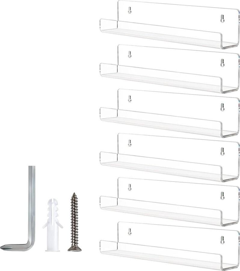 Drijvende Acryl Planken Wandgemonteerde Onzichtbare Boekenplank Organizer Kinderkamer Badkamer Slaapkamer 38 x 11 CM acrylic shelves