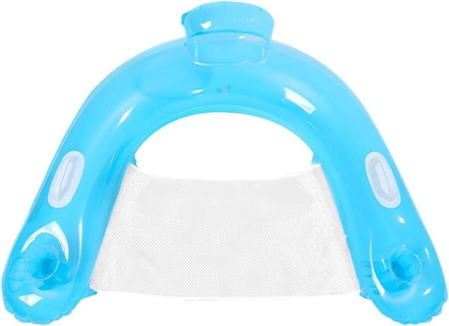 Drijvende badring met bekerhouder en pneumatische matras Draagbare waterhangmat voor zwembad Blauw waterhangmat