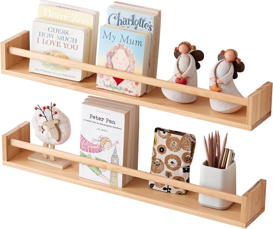 Boraboi Houten Wandplanken Set voor Kinderkamer met Multifunctionele Opslagmogelijkheid Geschikt voor Ruimtes