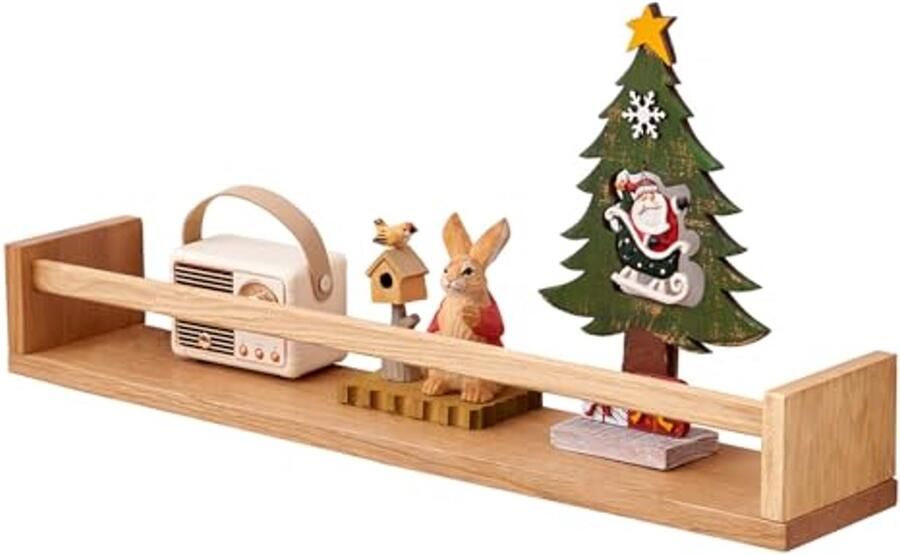 Drijvende Eiken Wandplanken 40 cm Massief Houten Boekenplank voor Kinderkamers Woonkamers en Badkamers