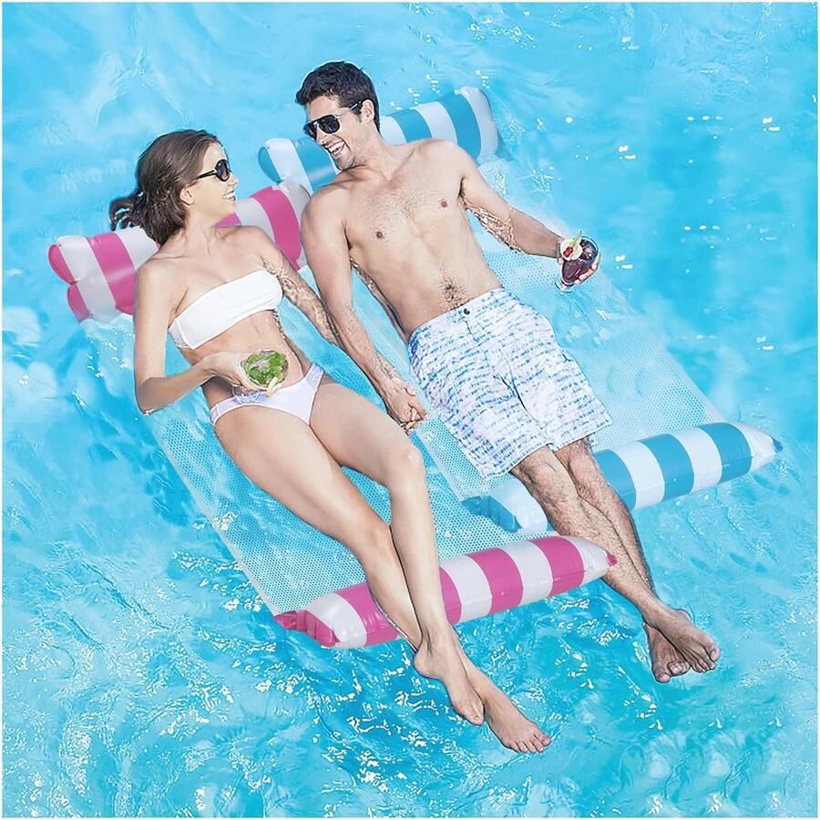 Drijvende hangmat set 4-in-1 opblaasbare luchtbedden voor zwembad & zee