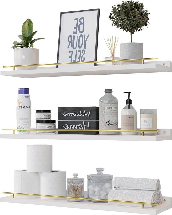 Drijvende Planken Wandgemonteerde Plank Decoratieve Wandplanken 3 Stuks Hout