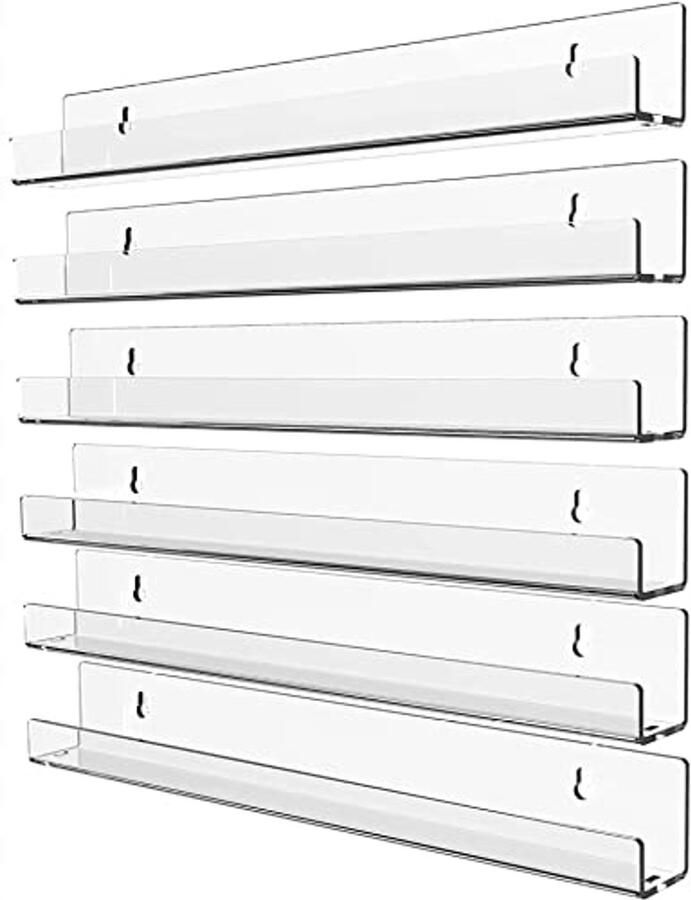 Drijvende Muur Ledge Plank 15 Inch Onzichtbare Wandplanken voor Boeken Kruidenschap en Badkamer Opslag (6 Pack)