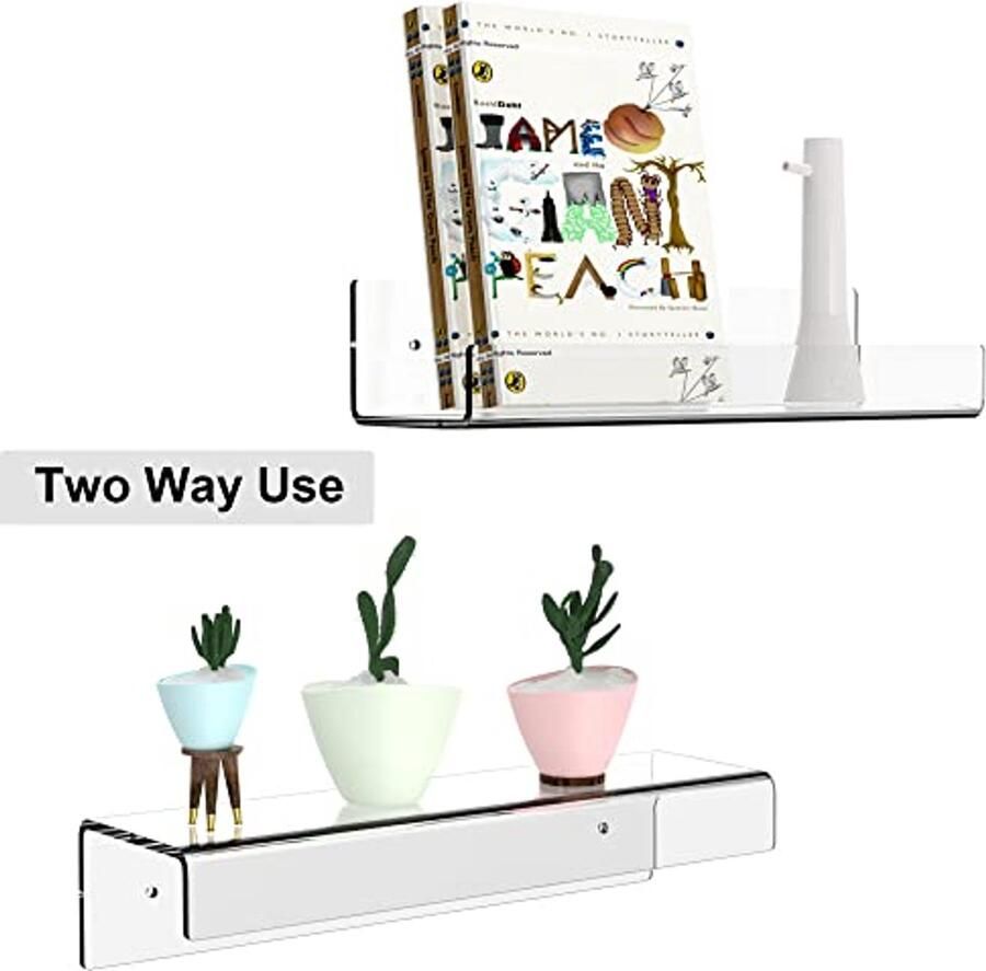 Drijvende Muur Rand Plank Display 15 Inch Set van 6 Onzichtbare Wandplank voor Kinderkamer Badkamer en Kantoor