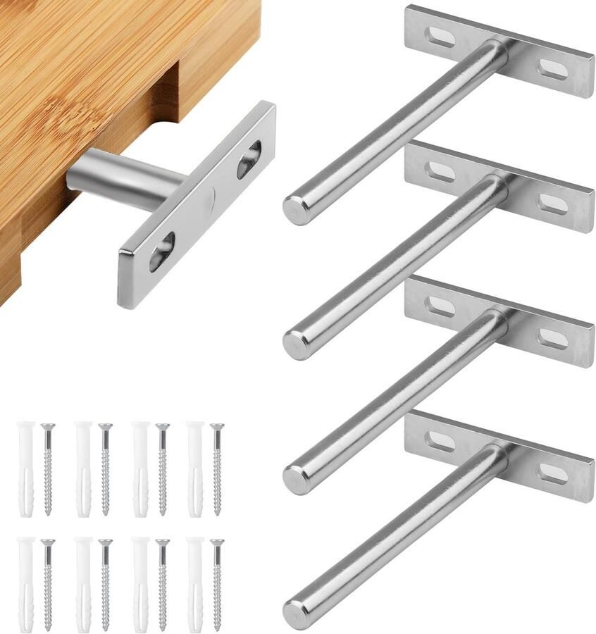 Drijvende Plank Beugels Set van 4 Roestvrij Staal