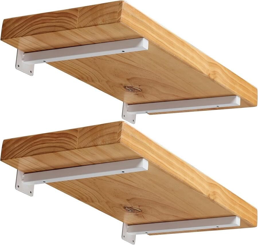 Drijvende Plankbeugels Set van 4 Wit Metaal 20 cm