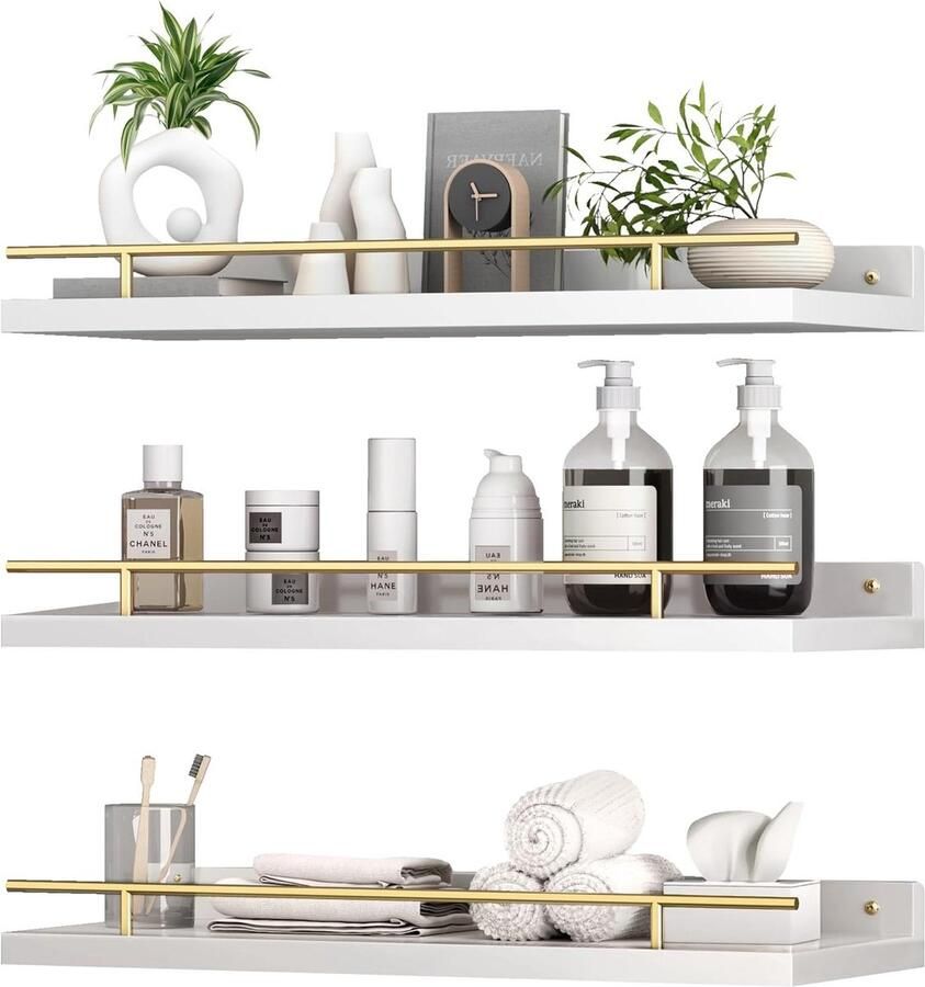 Drijvende planken wandgemonteerde plank 3 set houten planken voor muur Foto Ledge Display Rekken Kruidenrekken Decoratieve Houten Wandplanken Voor Badkamer Woonkamer Keuken Home Office