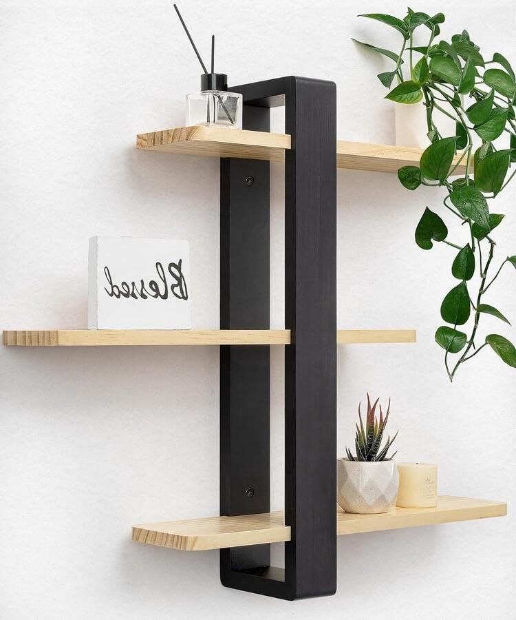 Drijvende planken wandgemonteerde rekken dennenhout 50 cm 3 Tier grote plank slaapkamer woonkamer kantoor badkamer woondecoratie opslag plant foto display Wandrek
