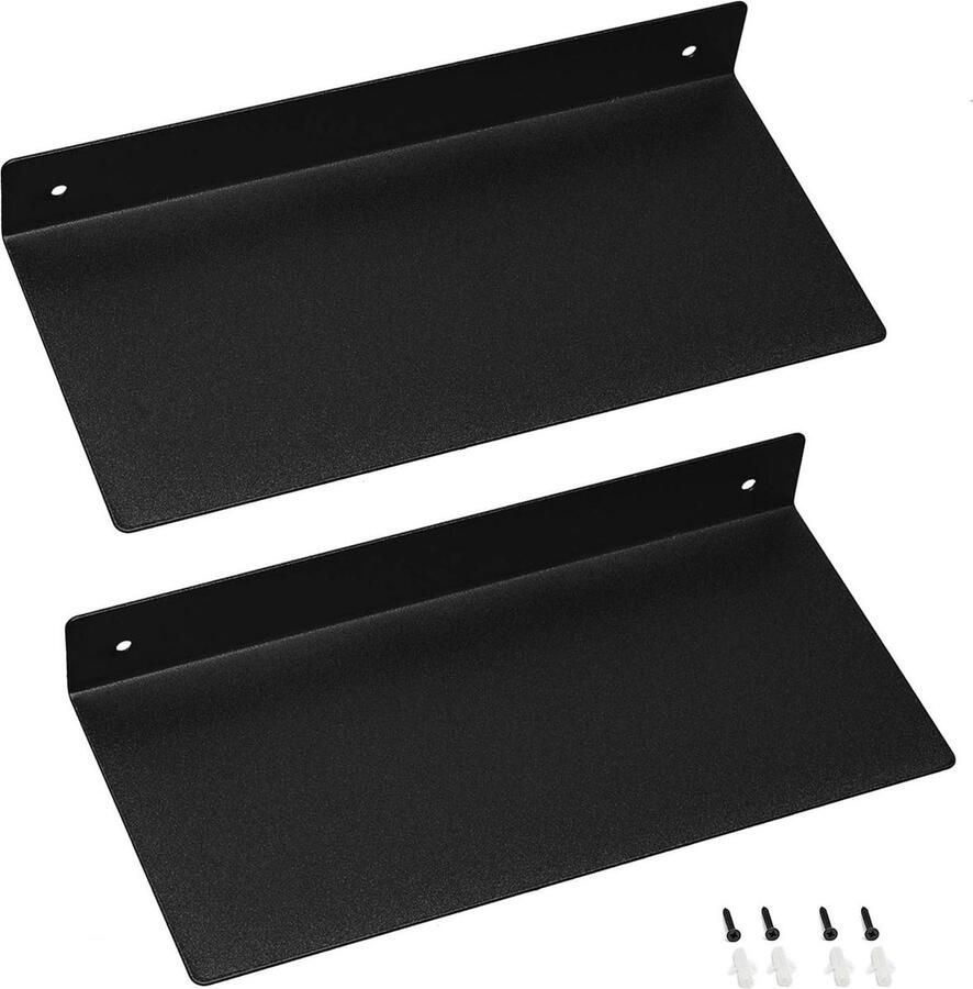 Drijvende Planken Zwart Metaal Industriële Wandmontage 30cm Zwart Metaal 30cm