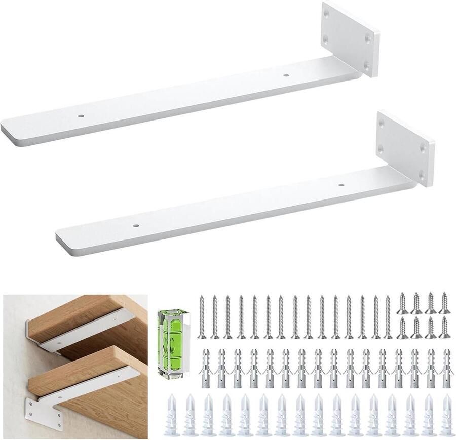 Drijvende Plankhouders Metalen Zwart 2 Stuks 30 cm