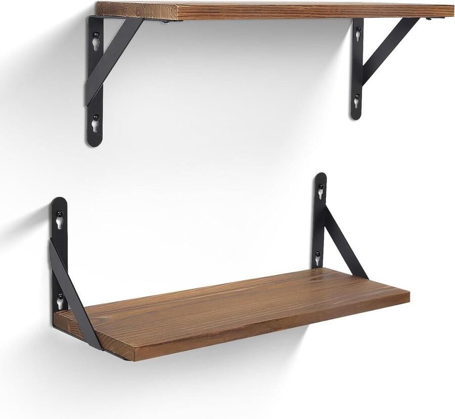 Drijvende Rustieke Houten Planken Set van 2 Decoratieve Wandplank Beugels Opslag Boek Planken voor Schroef Gemonteerde Plank 43 cm
