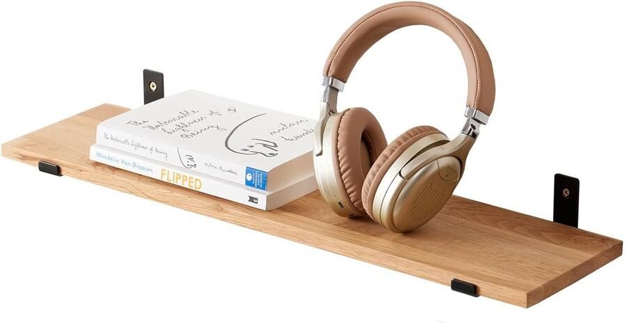 Drijvende wandplank van eikenhout multifunctioneel 1 stuk natuurlijk eiken