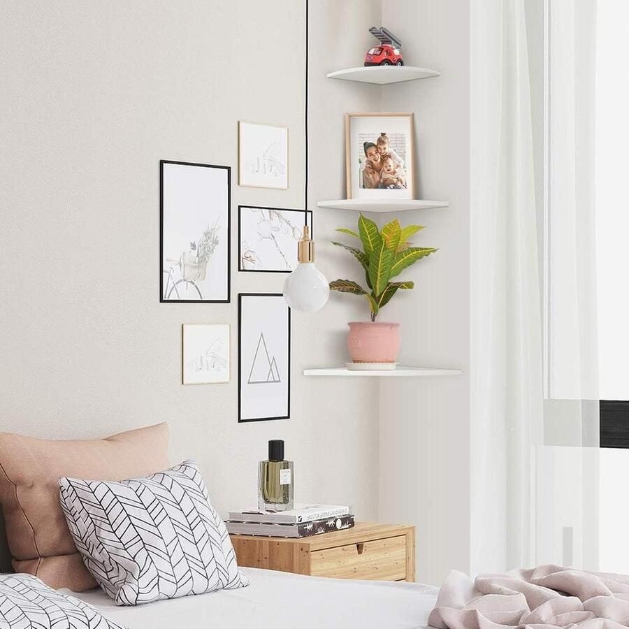 Drijvende Wandplank Wit 3 Stks Hoekplank Wandmontage Opbergrek Boekenplanken Slaapkamer Woonkamer Woonmeubilair Kantoor Decor corner shelf wall