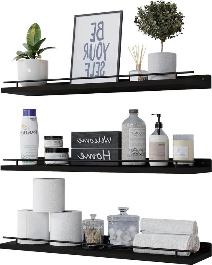 Drijvende Wandplanken Houten Planken voor Decoratie 3 Stuks Natuurlijk Hout 60 cm