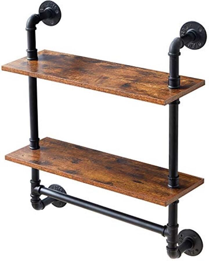 Drijvende Wandplanken met Metalen Steunen Multifunctionele Decoratieve Planken voor Woonkamer Badkamer en Keuken (60 x 20 x 72 5 cm)