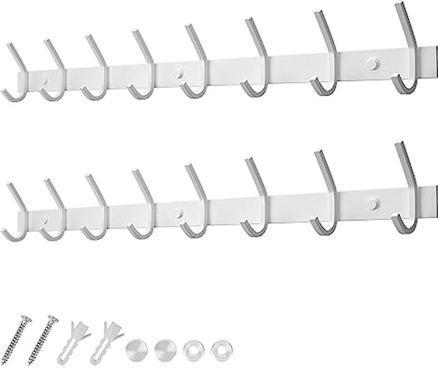 Dripex kapstok roestvrij staal kapstokhaak dubbele haak draagvermogen tot 30 kg wit 8 haken 2 stuks