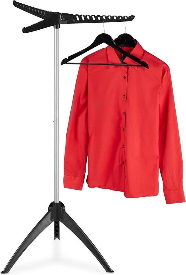 Droogrek inklapbaar ruimtebesparend HxØ: 129x62 cm zwart-grijs ideaal voor balkon of camping Opvouwbare kledingrek