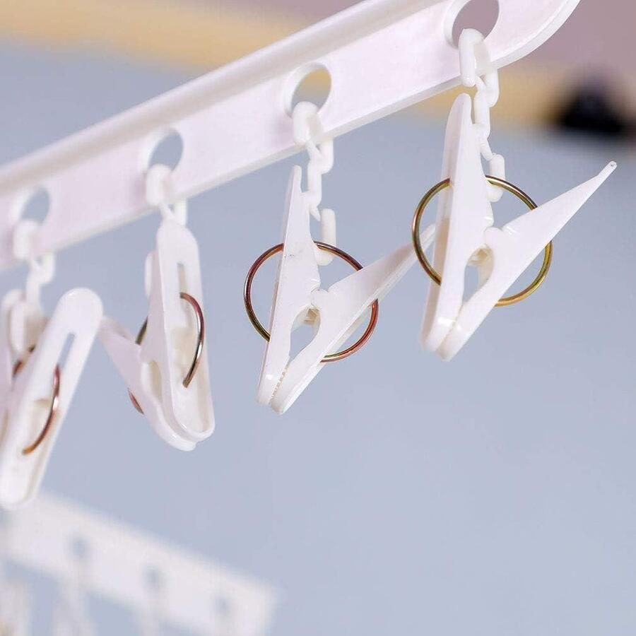 Droogrek Inklapbaar Staand Kleding Wasdroogrek Draagbaar Statief Strijkwasrek Ruimtebesparend met 3 Armen en 24 Clips voor Blouses Ondergoed Sokken Opvouwbare kledingrek