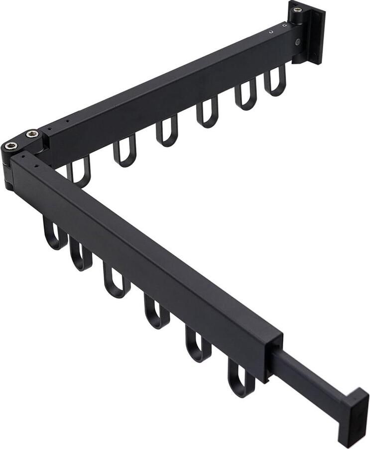 Droogrek toren inklapbaar kledingrek 2-voudig droogrek uittrekbaar wanddroger voor balkon kleine woning badkamer tuin (zwart) met extra capaciteit Opvouwbare kledingrek