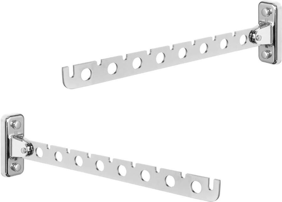 Droogrek voor aan de muur Opvouwbaar wasrek van roestvrij staal Draaibaar ruimtebesparend kledingrek voor slaapkamer badkamer wasruimte Gepolijst chroom Dubbelpak