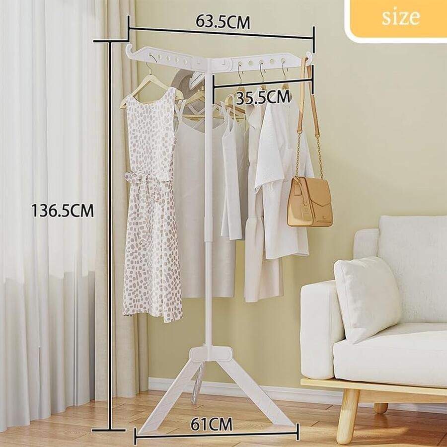 Droogrek voor Kleding Opvouwbaar en Hoogte Verstelbaar met 360° Rotatie