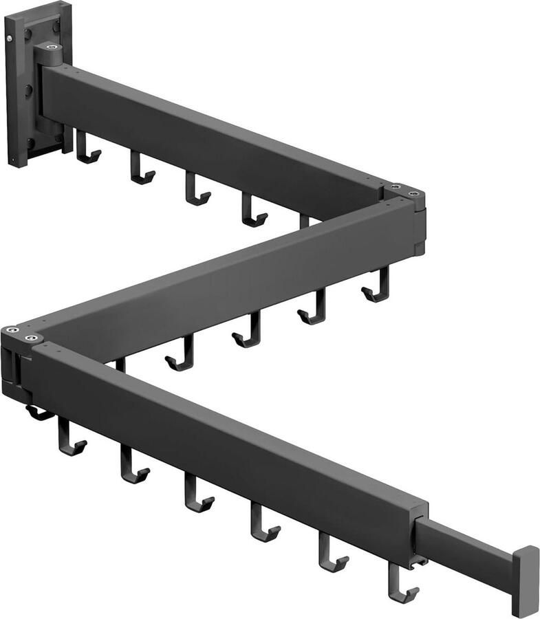 Droogrek voor kleding Wandmontage ruimtebesparend inklapbaar Donkergrijs 3z-g02 Opvouwbare kledingrek