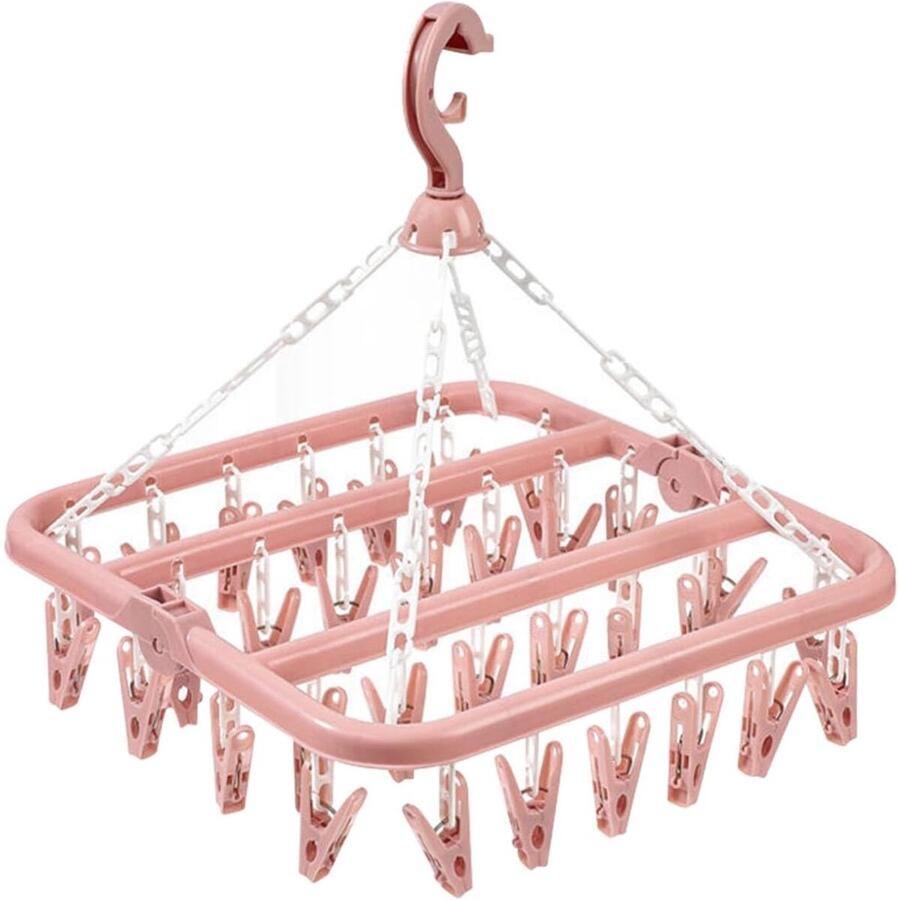 Droogrek voor sokken en kleine kleding met 32 klemmen opvouwbaar en draaibaar wasrek voor binnen en buiten