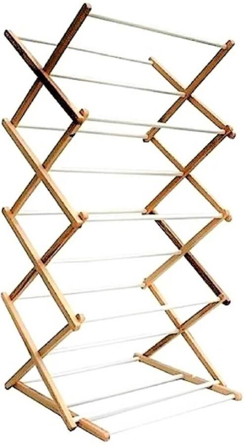 Droogrek Wasrek staand Kledingrek Bamboe Inklapbaar 140cm