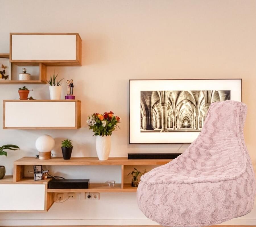 Bobbel Home Zitzak Stoelvorm Florance Faux fur Zitstoel 100 liter Duurzaam Voor Binnen Rosé - Foto 2