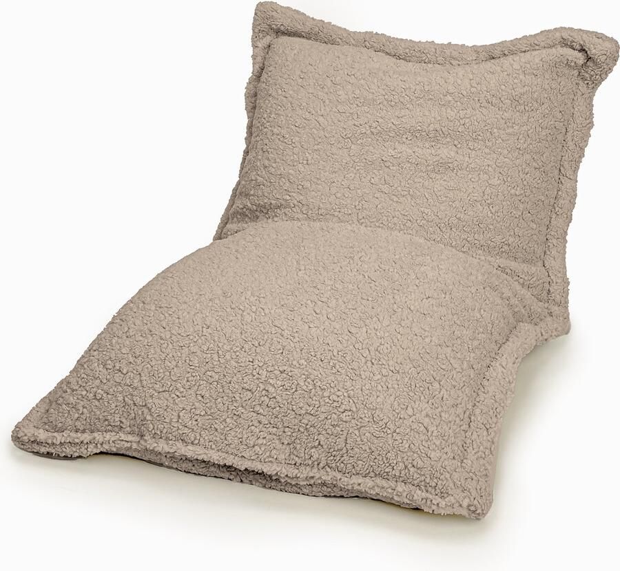 Drop & Sit zitzak zitkussen sfeervolle teddy taupé 100 X 150 cm extra comfortabel en zacht handgemaakt in de Benelux