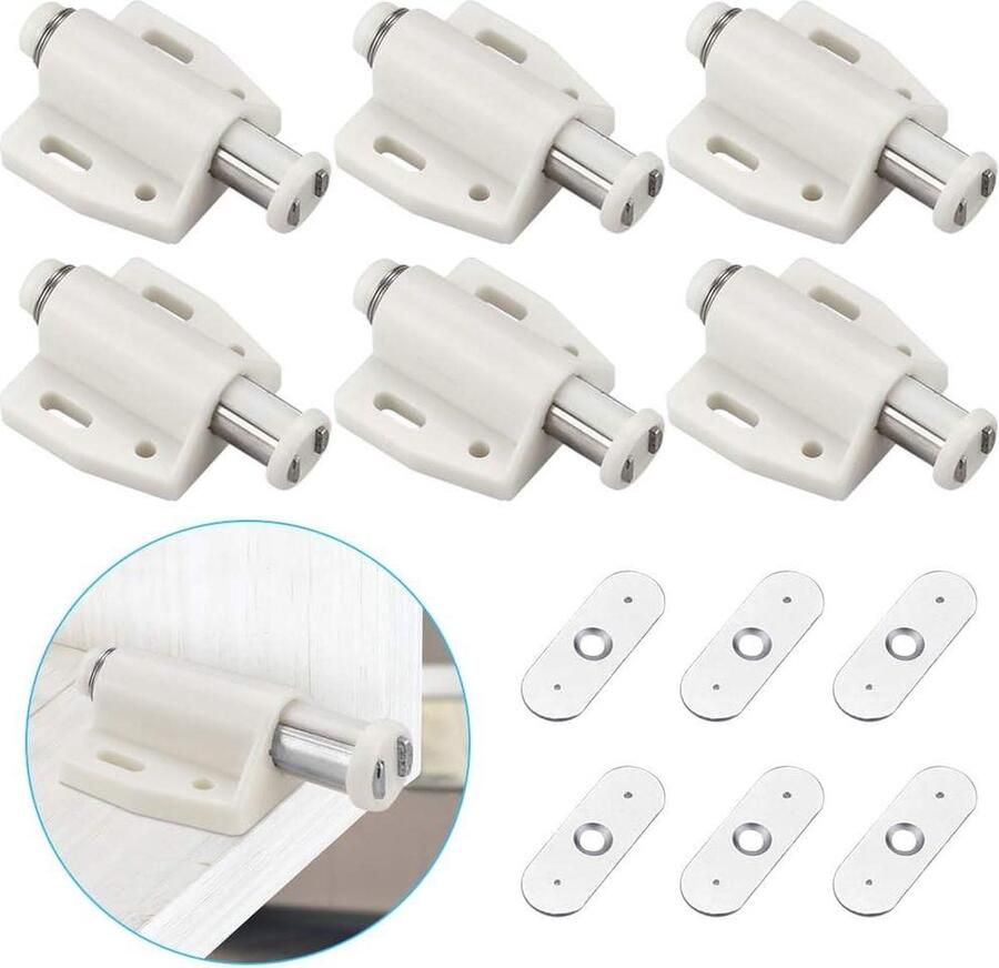 Druksnappers voor meubels 6 stuks magnetische veersnappers voor kastdeuren en laden (beige)