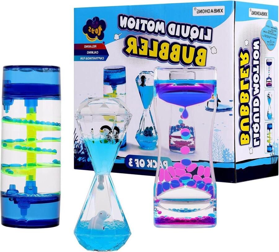 Druppelzandloper vloeibare beweging bubbels 3 stuks Decompressie olielek bureauspeelgoed Cadeau voor kinderen en volwassenen