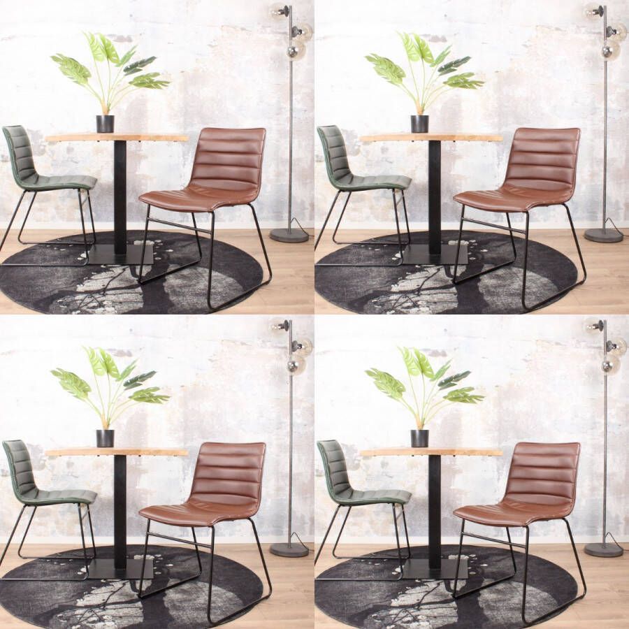 DS4U san sebastian eetkamerstoel industriële stoel vintage donkerbruin PU leer metalen poten set van 4