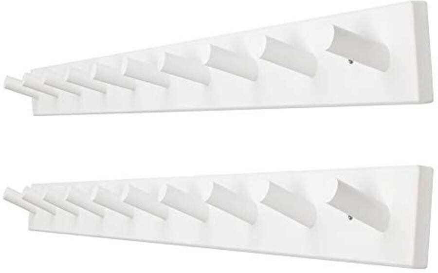 Dseap wandkapstok 10 haken 38 lange zware wandkapstok kapstokhaken voor kleding hoed jas kleding wit set van 2