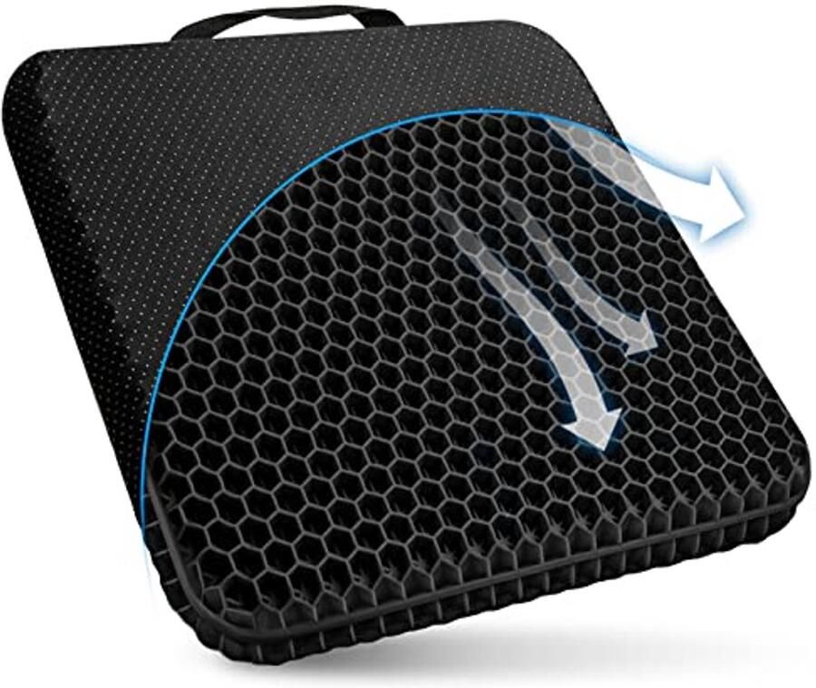 Dubbel Dik Gel Zitkussen voor Rugpijn en Ischias Ademend Antislip Kussen voor Rolstoel Bureaustoel en Autostoel