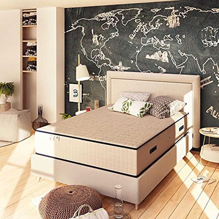 Dubbel matras van traagschuim 160 x 200 cm met waterschuim en ademende hoes