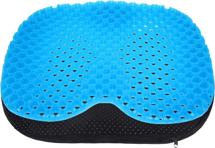 Dubbel Orthopedisch Gel Zitkussen met Antislip Overtrek Blauw Geschikt voor Woonkamerbank Bureaustoel en Speelstoel