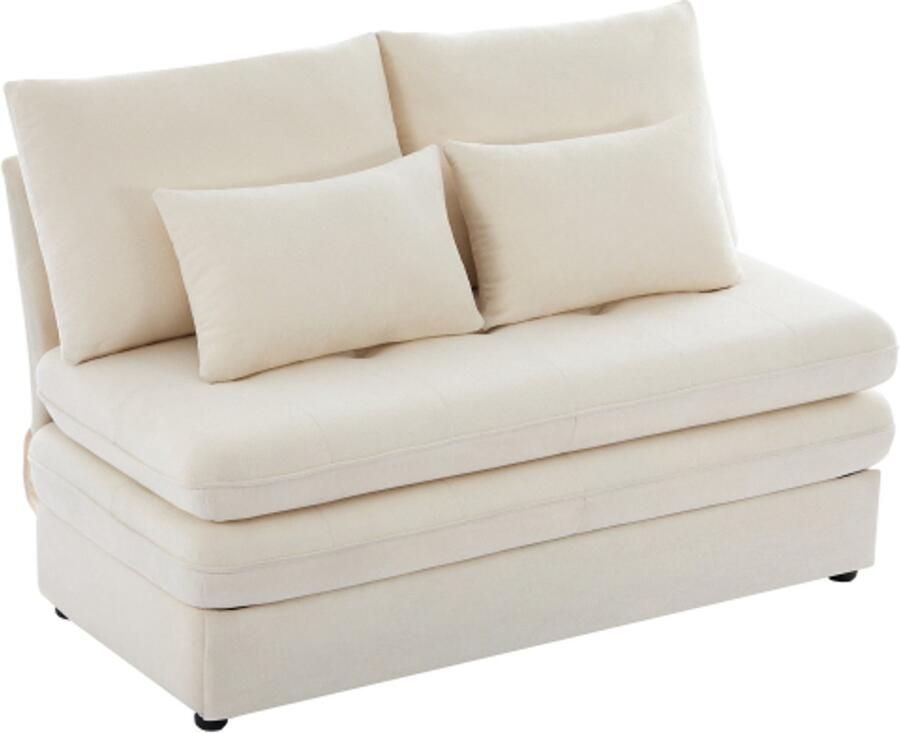 GOTAGEE Dubbele bank gestoffeerde bank uitklapbare slaapbank chenillestof dikke kussens uitschuifbare opbergruimte. Geschikt voor woonkamers appartementen etc