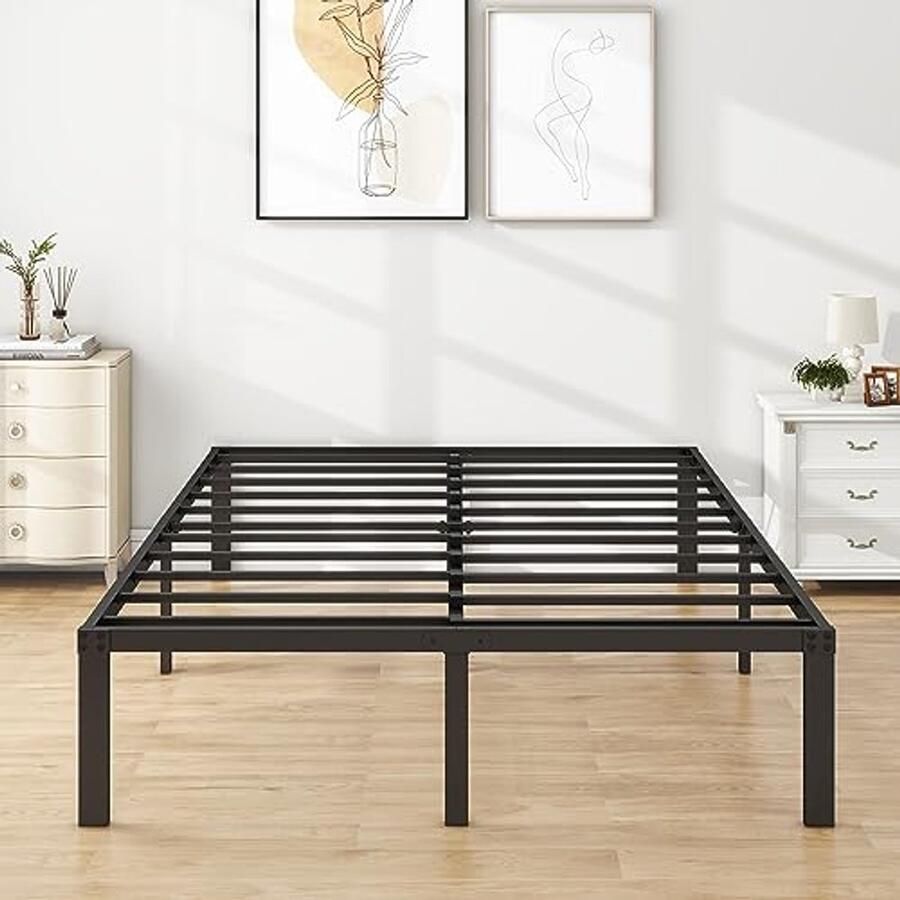 Dubbele bedframes met opslag en zware matrasbasis in zwart